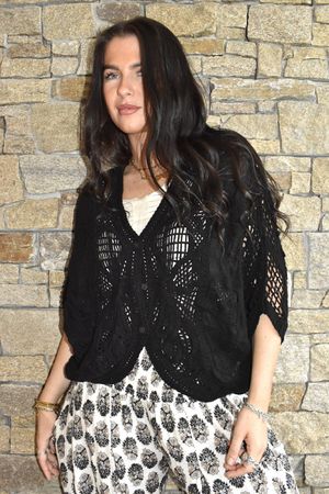 Benito Crochet Cotton Alba Cardigan Black